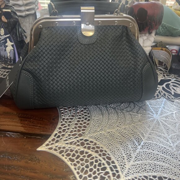 The Trend Genuine Leather Gray Black Doctor Style Crossbody Handbag - Picture 1 of 9